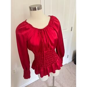 Vintage red Allison Taylor top with ruching, size medium